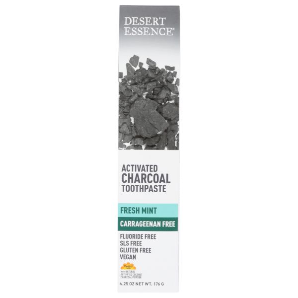 DESERT ESSENCE: Activated Charcoal Carrageenan Free Toothpaste, 6.25 oz