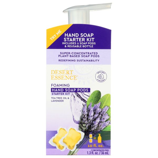 DESERT ESSENCE: Tree Oil & Lavender Foaming Hand Soap Pod Starter Kit, 1.3 fo