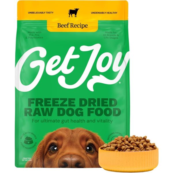 GET JOY: Freeze Dried Raw Dog Food Beef Recipe, 2 lb
