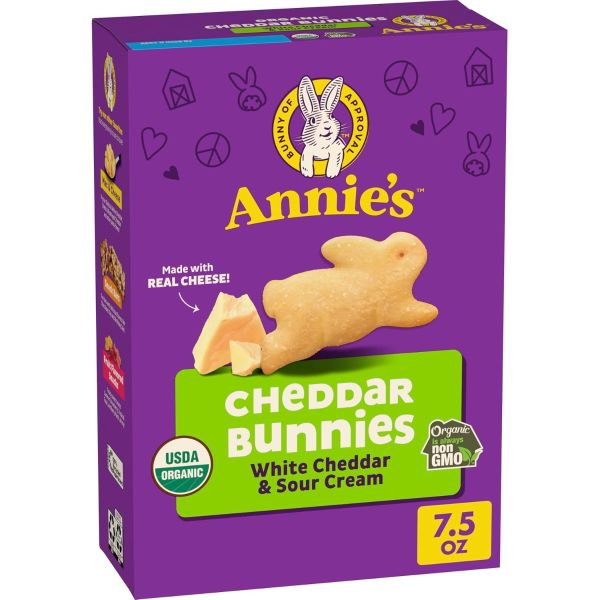 ANNIES HOMEGROWN: White Cheddar And Sour Cream Bunnies Baked Crackers, 7.5 oz
