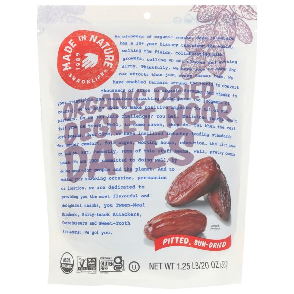 MADE IN NATURE: Organic Dried Dates, 20 oz