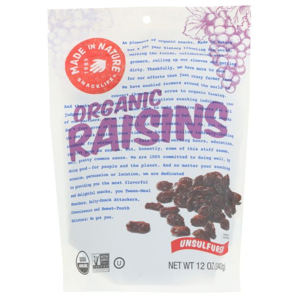 MADE IN NATURE: Raisins, 12 oz