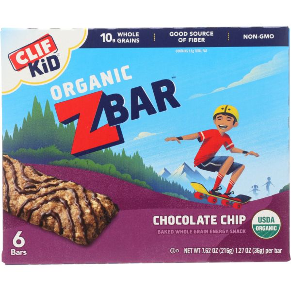 CLIF KID: Organic Zbar Chocolate Chip 6 Bars, 7.62 oz