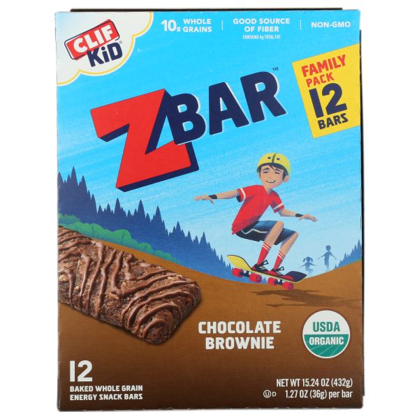 CLIF KID: ZBar Chocolate Brownie 12 Bars, 15.24 oz