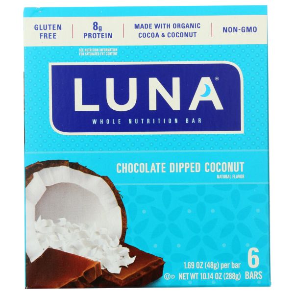 LUNA: Chocolate Dipped Coconut Flavor Bar, 10.14 oz