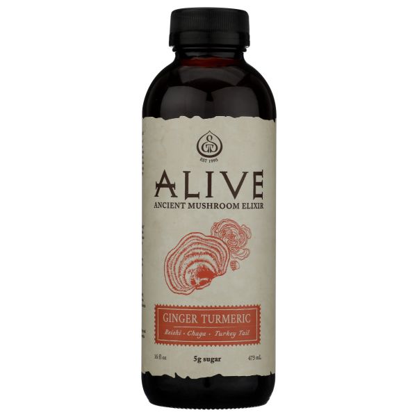 GTS LIVING FOODS: Alive Adaptogenic Guayusa Tea Ginger Turmeric, 16 oz