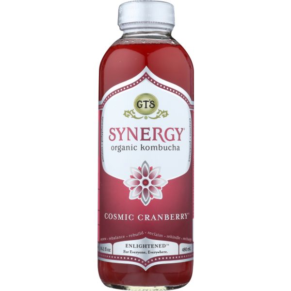 GT ENLIGHTENED KOMBUCHA: Synergy Cosmic Cranberry Drink,  16 Oz