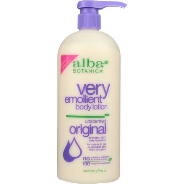 ALBA BOTANICA: Very Emollient Body Lotion Unscented Original, 32 oz