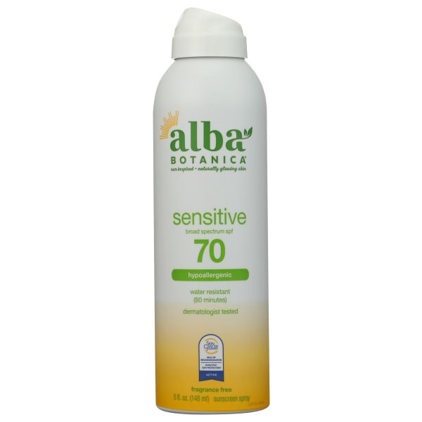 ALBA BOTANICA: Sensitive Sunscreen Spray SPF 70, 5 fo