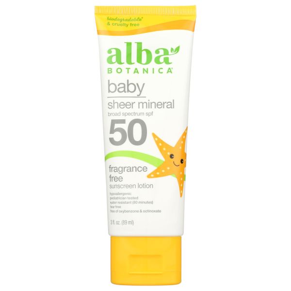 ALBA BOTANICA: Baby Clear Mineral Sunscreen Spf 45, 3 oz