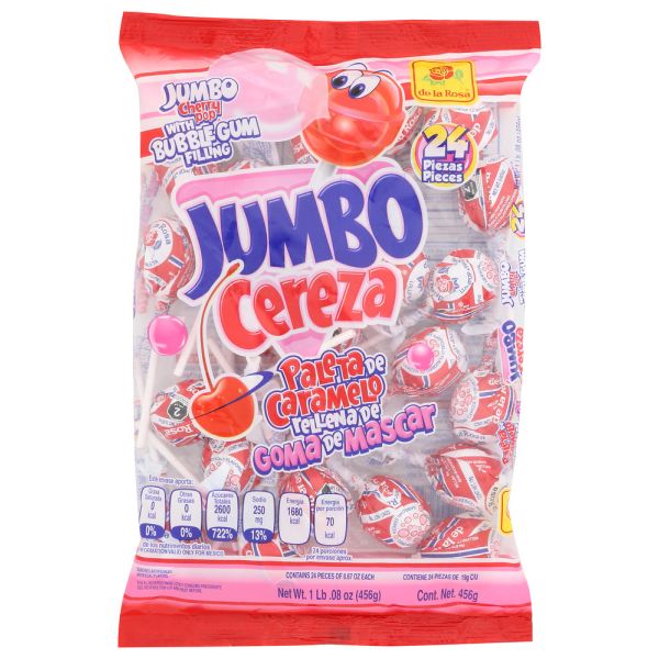 DE LA ROSA: Lollipop Cherry Pop Jumbo, 16.08 OZ