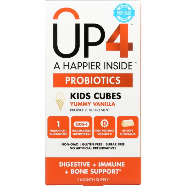 Up4 Probiotics with DDS -1 Kids Cubes Yummy Vanilla, 60 Chewables