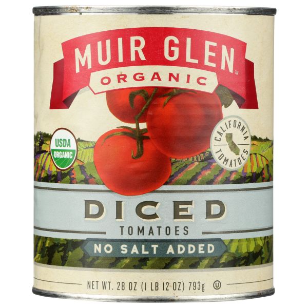 MUIR GLEN: Diced Tomatoes No Salt Added, 28 oz