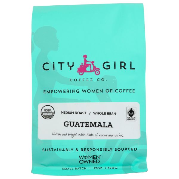 CITY GIRL COFFEE: Coffee Guatemala Whl Bean, 12 OZ