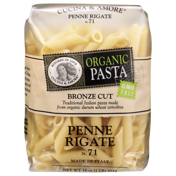 CUCINA & AMORE: Organic Bronze Cut Penne Rigate Pasta, 16 oz