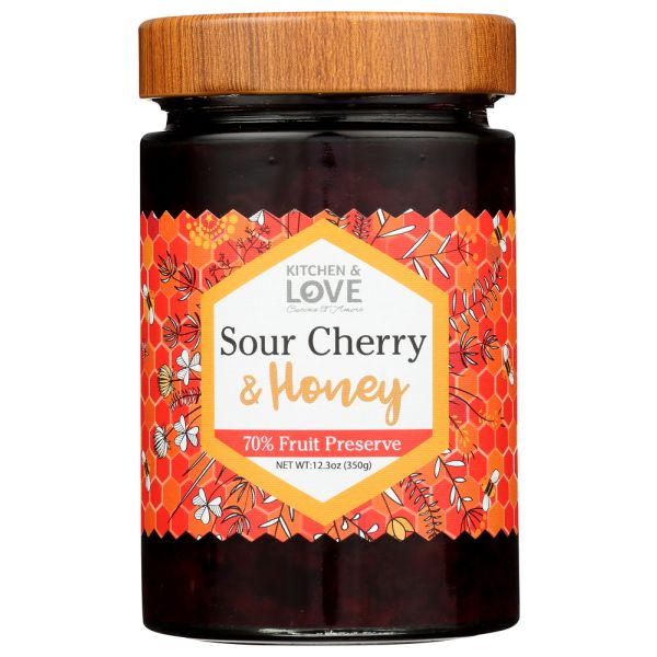 KITCHEN AND LOVE: Preserve Sour Chry Honey, 12.3 oz