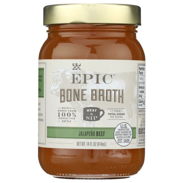 EPIC: Beef Jalapeno Sea Salt Bone Broth, 14 oz