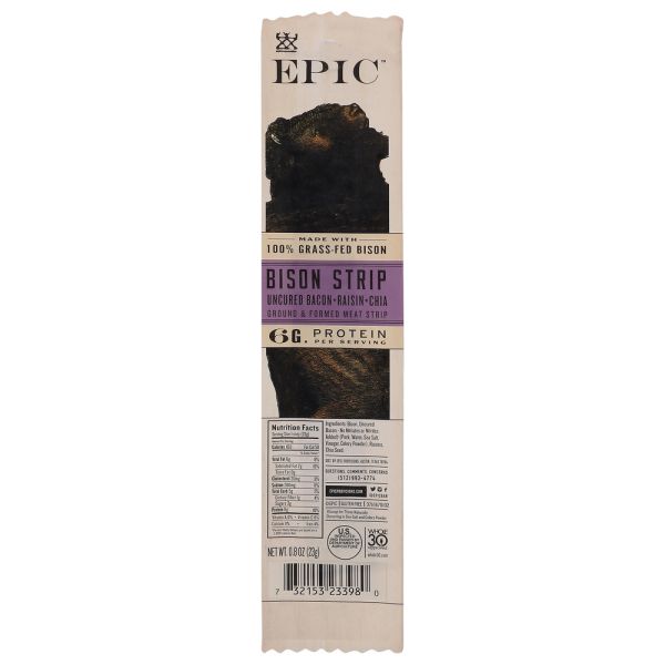 EPIC: Bison Bacon Chia Snack Strip, 0.8 oz
