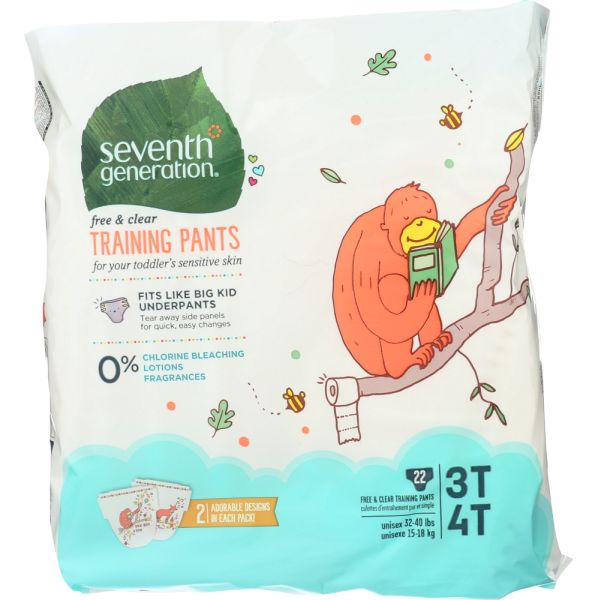 SEVENTH GENERATION: Free and Clear Training Pants 3T-4T, 22 pc