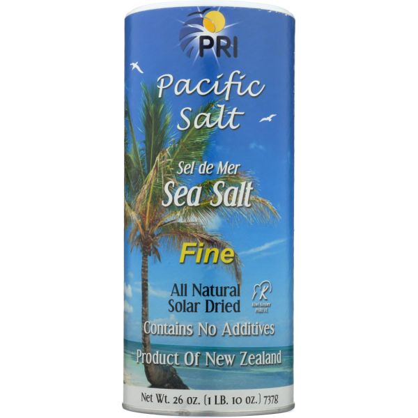 PACIFIC SALT: Sea Salt Fine All Natural Solar Dried, 26 oz