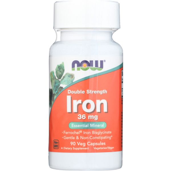 NOW: Iron 36 mg Double Strength, 12 vc