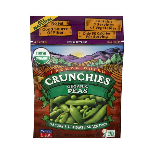 CRUNCHIES: Veggie Freeze Dried Peas Organic, 2.25 oz