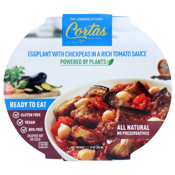 CORTAS: Eggplant With Chickpeas In A Rich Tomato Sauce Ready To Eat Meal, 12 oz