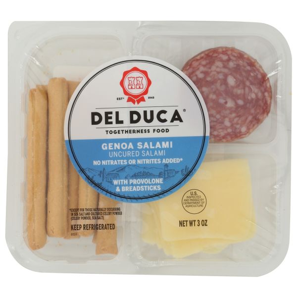 DEL DUCA: Genoa Salami Provolone with Cheese & Breadsticks, 3 oz