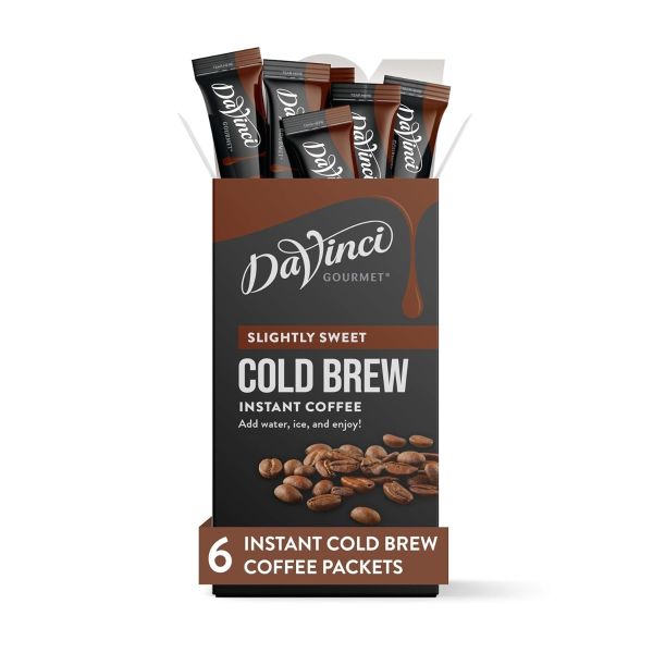 DAVINCI GOURMET: Slightly Sweet Cold Brew Instant Coffee Packets 6ct, 3.18 oz