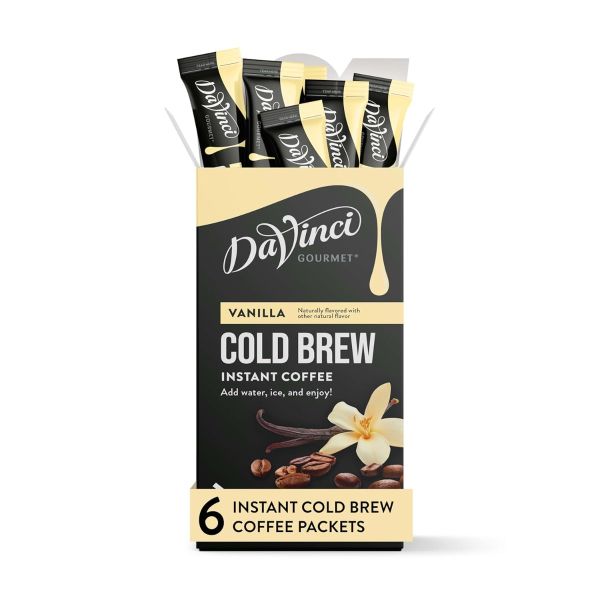 DAVINCI GOURMET: Vanilla Cold Brew Instant Coffee Packets 6ct, 3.18 oz