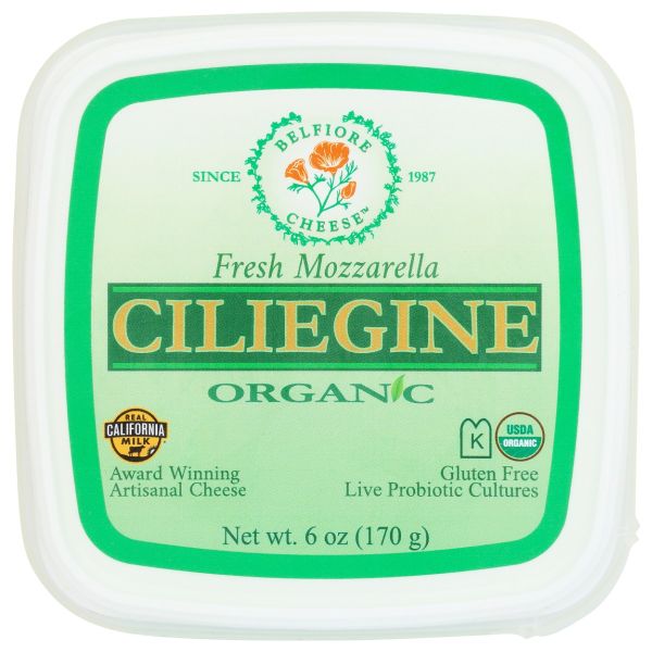 BELFIORE: Organic Ciliegine Cherry Size Fresh Mozzarella, 6 oz