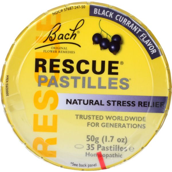 BACH: Flower Remedies Rescue Pastilles Black Currant, 50 gm