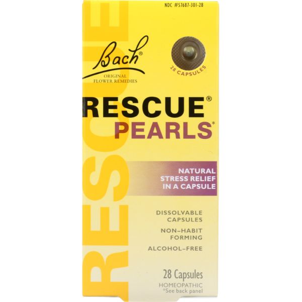 BACH ORIGINAL: Flower Remedies Rescue Pearls Natural Stress Relief in a Capsule, 28 capsules