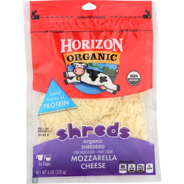 HORIZON: Organic Shredded Mozzarella Cheese, 6 oz