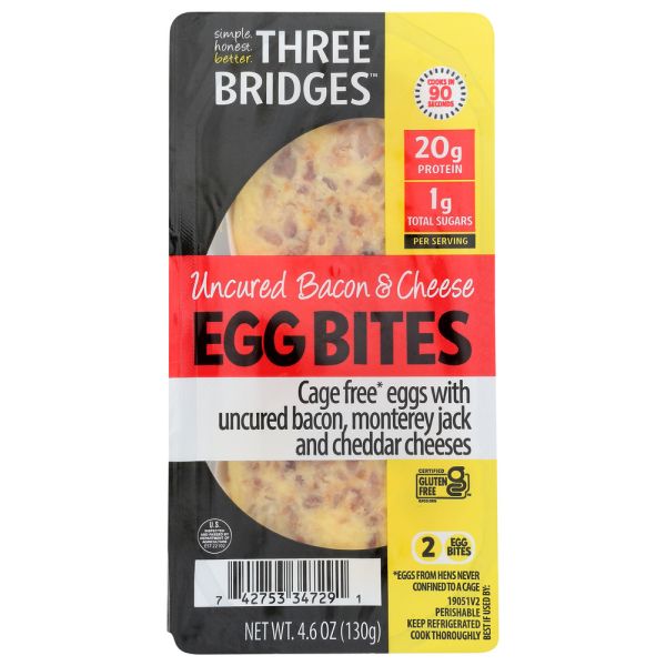 THREE BRIDGES: Egg Bites Bacon & Cheese, 4.6 oz