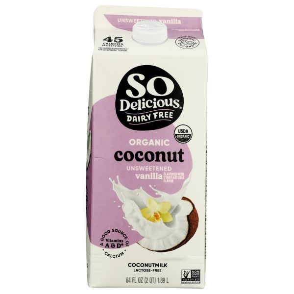 SO DELICIOUS: Organic Coconut Milk Beverage Unsweetened Vanilla, 64 fo
