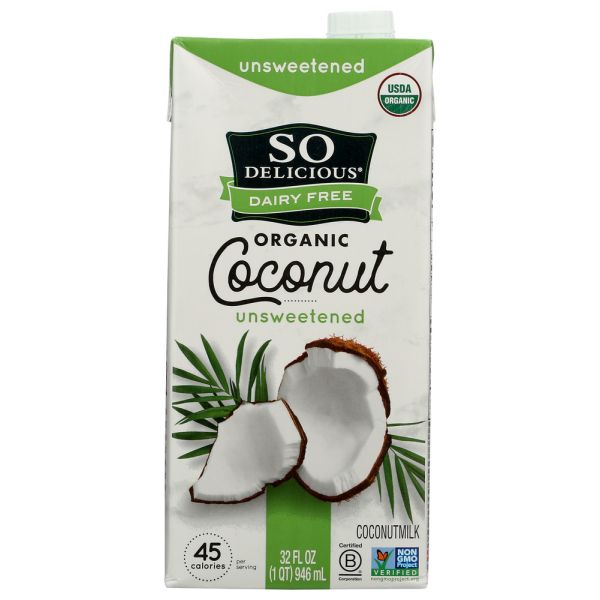 SO DELICIOUS: Organic Coconut Milk Dairy Free Unsweetened, 32 Oz