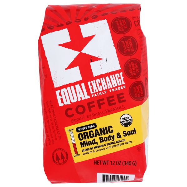 EQUAL EXCHANGE: Coffee Whole Bean Mind Body and Soul Organic, 12 oz
