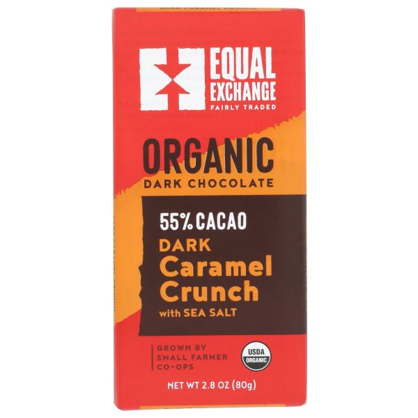 EQUAL EXCHANGE: Organic Dark Chocolate Caramel Crunch With Sea Salt 55 Percent Cacao, 2.8 oz