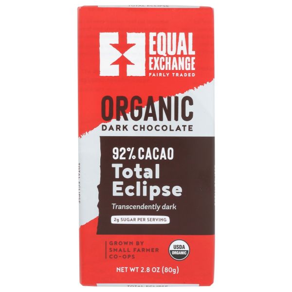 EQUAL EXCHANGE: Organic Total Eclipse Dark Chocolate 92 Percent Cacao, 2.8 oz