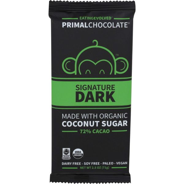 PRIMAL CHOCOLATE: Organic Signature Dark Chocolate Bar, 2.5 oz