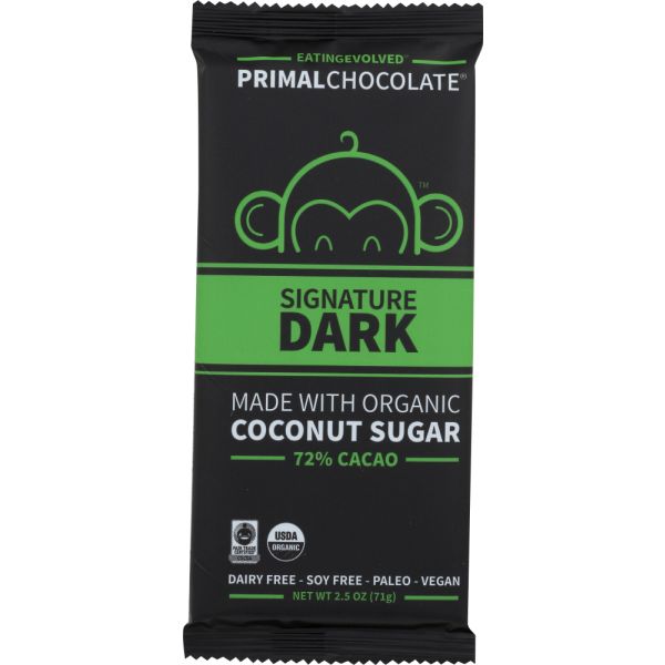 PRIMAL CHOCOLATE: Bar Chocolate Dark Signature Organic, 2.5 oz
