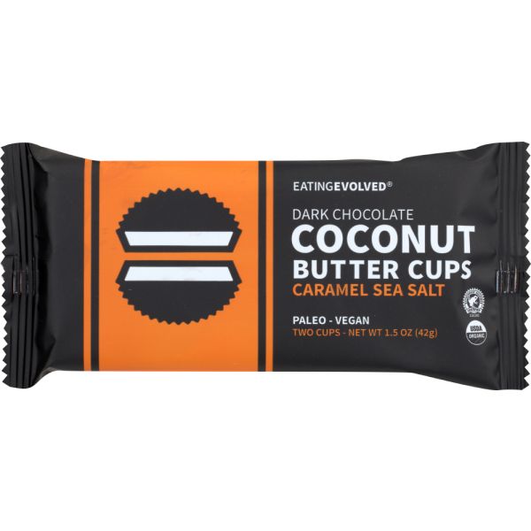 COCONUT BUTTER CUPS: Cups Chocolate Caramel Sea Salt Organic, 1.5 oz