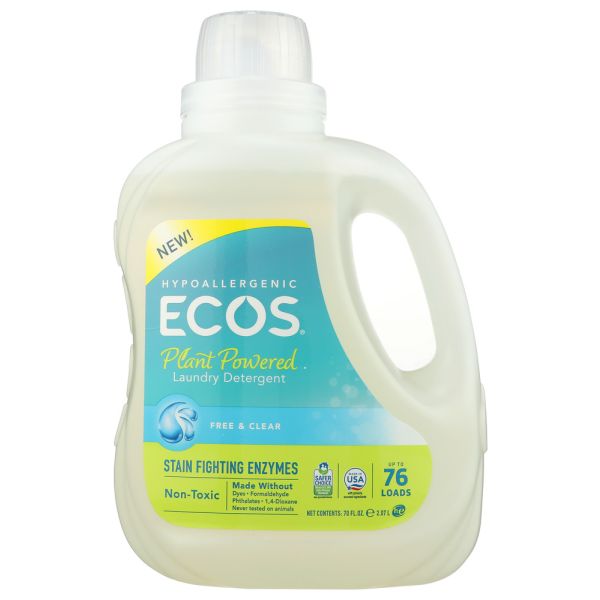 ECOS: Laundry Stain Fighting Enzymes Free & clear, 70 OZ