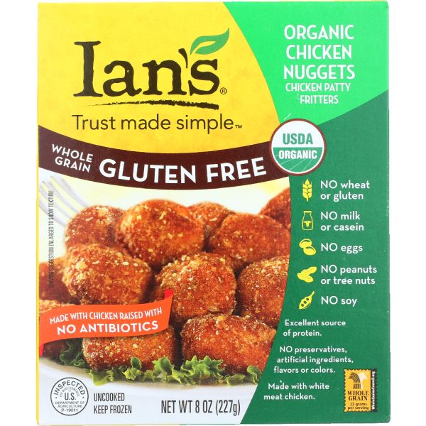 IANS NATURAL FOODS: Whole Grain Gluten Free Organic Chicken Nuggets, 8 oz