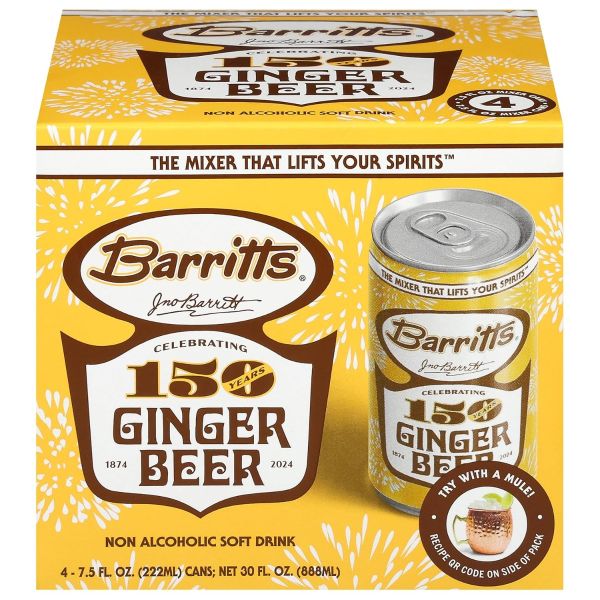 BARRITTS: Original Ginger Beer Soda 4 Pack, 30 fo