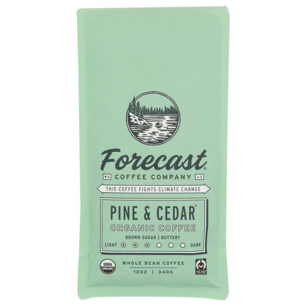 FORECAST COFFEE: Pine and Cedar Organic Whole Bean Coffee, 12 oz