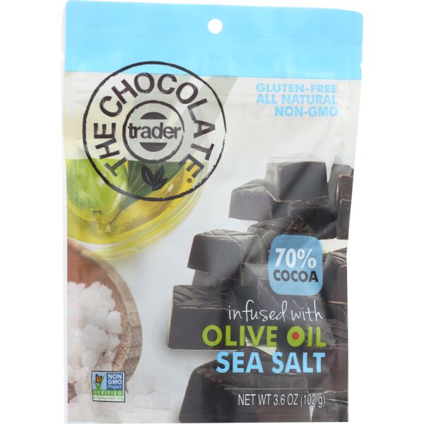 THE CHOCOLATE TRADER: Dark Chocolate Olive Oil Sea Salt, 3.6 oz