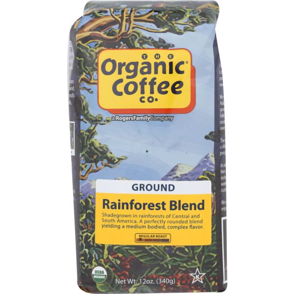 ORGANIC COFFEE CO: Coffee Ground Rain Forest First Blend, 12 oz