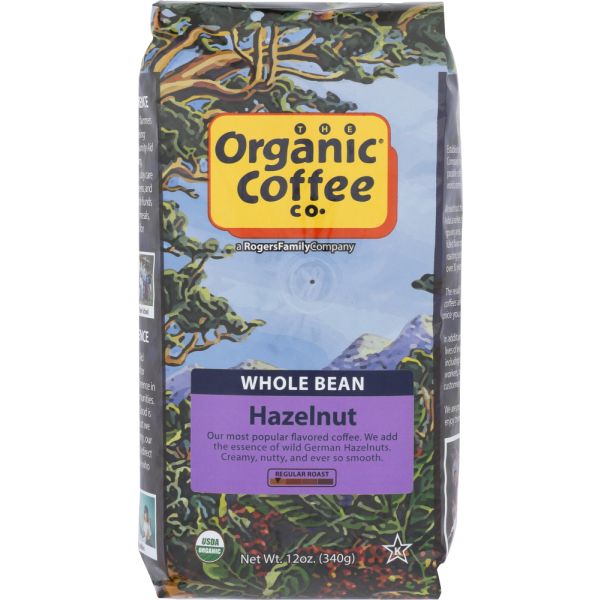 ORGANIC COFFEE CO: Coffee Bean Hazelnut Organic, 12 oz